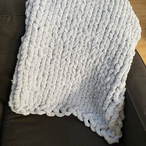 Handmade chunky knit blanket- sky blue